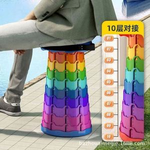 Portable Modern Plastic Foldable Retractable Collapsible Convertible <b>Stool</b> <b>Adjustable</b> <b>Height</b> High Load Capacity Bedroom - Product Image 2