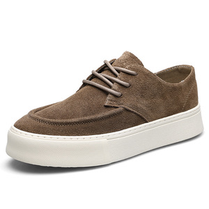 Coffee Suede Lace Up Shoes Thick Platform Sneakers Soft <b>Matte</b> Suede Upper Matching Fabric Laces Suitable for outdoor activities - Product Image 5