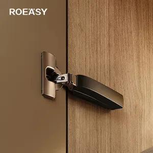 ROEASY engsel tanpa sayap hitam lembut dekat hidrolik 3D engsel untuk pintu kabinet lemari lemari engsel lemari berbentuk paus