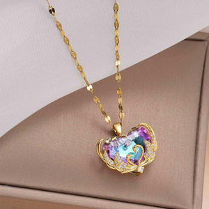 Kalung Liontin Hati Multiwarna Perak Emas Tembaga SongYi dengan Sertifikat CE untuk Wanita - Product Image 3