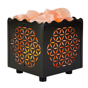 Round Himalayan Salt Lamp with Carved Iron Basket Modern Home Decoration Natural Craft Pink Rock Salt Chunks - Product Image 3