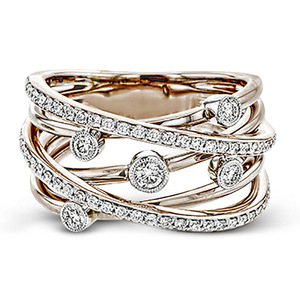 Anello da Donna Multistrato con Zirconia Cubica, Gioiello alla Moda Bicolore - Product Image 3