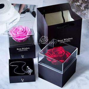 Hfloral sang trọng tùy chỉnh vĩnh cửu Hoa Hồng đồ trang sức Hộp Quà Tặng bảo quản hoa thật với <span class=keywords><strong>Acrylic</strong></span> Hộp đồ trang sức cho Valentine Quà Tặng - Product Image 5