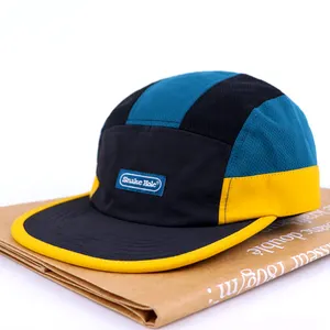 Gorra para correr de 5 paneles, sombrero para acampar, Campamento deportivo estructurado para exteriores, gorra de algodón de 5 paneles