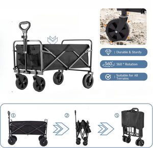 Chariot pliable haute capacité 150L avec grandes roues, chariot portable d'extérieur pour le <span class=keywords><strong>camping</strong></span>, les pique-niques, le jardin, les courses et le transport - Product Image 4