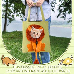 Sac de transport pour animaux de compagnie en toile souple en forme de lion - Fermeture éclair sécurisée, ouverture réglable, sac fourre-tout portable pour petits chiens et chats - Product Image 4