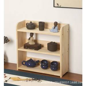 Étagère de bureau à 3 niveaux en bois naturel pour le rangement et l'organisation du maquillage, des cosmétiques et des produits de beauté, en bambou. - Product Image 2