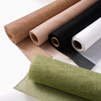 Kertas Pembungkus Gulungan Linen Warna Alami Buket Bunga Segar Paket Linen Katun Jaring Benang Bunga Buatan Tangan DIY Seni Bunga