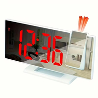 Réveil numérique multifonctionnel intelligent à LED pour chambre à coucher Bureau Projection grand écran et mouvement électronique Style bois