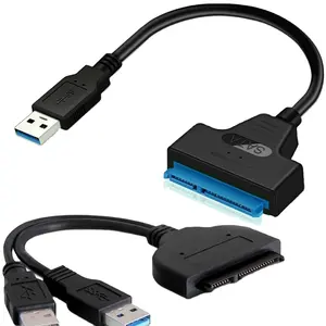 SATA ke USB 3.0 2.0 kabel hingga 6 Gbps untuk 2.5 inci HDD eksternal SSD Hard Drive SATA 3 22 Pin adaptor USB 3.0 ke kabel Sata III