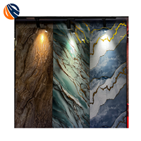 Panneau PVC effet miroir UV marbré, étanche, moderne, 1200x2400mm, pour hall d'ascenseur de bâtiment commercial et salon d'hôtel
