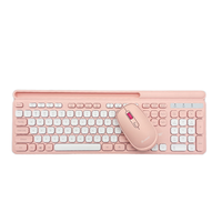 Keyboard dan Mouse Gaming Nirkabel Pink 2.4G untuk Komputer, Tablet, Ponsel Android - Hadiah untuk Anak Perempuan, Pelajar, Tersedia