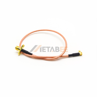 Câble coaxial RF à sertir SMA femelle à 2 trous avec bride vers MMCX mâle à angle droit