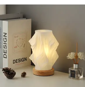 Pleat Nordic design decorative bedroom bedside 3D printed ruffled table lamp night light