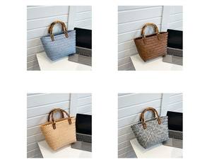 Sac Messager Pour Femmes En Tissu a Pain De Plage Populaire Bandoulière Main Forme C ur Porte Monnaie Rond Paille - Product Image 2