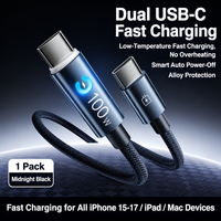 Câble de charge rapide USB-C PD 100W en nylon tressé avec lumière RGB fluide et puce de protection intelligente intégrée pour iPhone 16 17 18