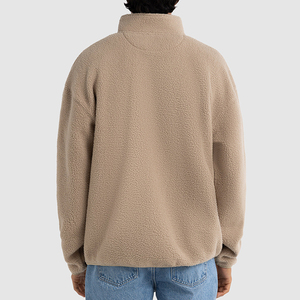Sweat-shirt surdimensionné à col zippé 1/4 en <span class=keywords><strong>polaire</strong></span> Sherpa 100 % polyester de haute qualité, personnalisé OEM pour hommes - Product Image 2