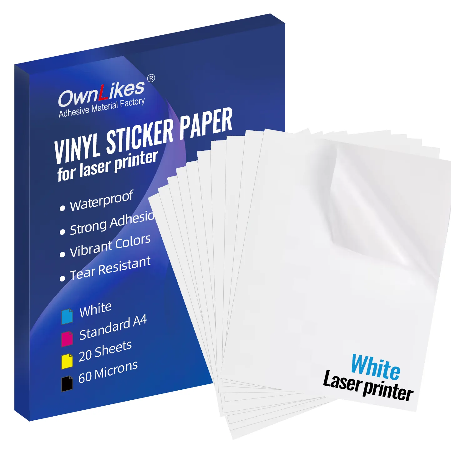 Tùy chỉnh gói có thể in Glossy Sticker giấy Matte Vinyl A3 A4 A5 Holographic máy in giấy Pet Vinyl Sticker giấy