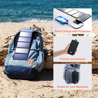 Pengisi Daya Panel Surya Portabel 10W, Pengisi Daya Bank Tenaga Surya Lipat Kompak dengan Output USB untuk Hiking, Camping, dan Perjalanan