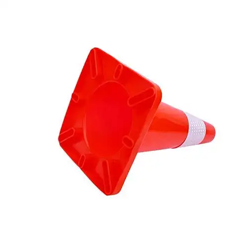 18 in. Orange Reflective Molded PVC Traffic Safety Cone with Durable Base