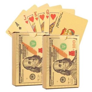 Premium 24K <span class=keywords><strong>999</strong></span> chapado en oro naipes personalizado impreso Offset impermeable cartas de póquer para uso en juegos - Product Image 3