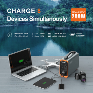 Generador Portátil de Energía Solar Recargable con Batería de Litio de Onda Sinusoidal Pura de 200W 320Wh, Linterna Solar para Acampar al Aire Libre - Product Image 6