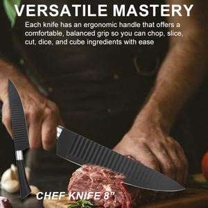 New Black Wave Pattern 6-Piece Stainless Steel Utility Cutter Set <b>Plastic</b> Dishwasher Safe <b>Kitchen</b> Knife Kit Business Gift Box - Product Image 2