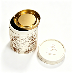 Emballage personnalisé en tube de papier pour café avec couvercle métallique, boîte ronde de qualité supérieure pour grains de café et café moulu, logo personnalisé imprimé - Product Image 4