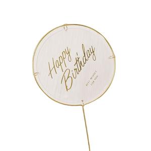 Décoration de gâteau classique ronde transparente en métal et acrylique, Joyeux Anniversaire, pour la décoration de fête d'anniversaire - Product Image 3