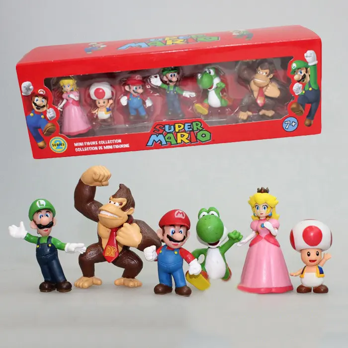 6 adet perakende mario bros pvc Action Figure Doll 8cm PVC oyuncak çocuklar için