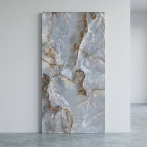 Azulejos de porcelana con aspecto de mármol Turquía Blue Spectre Beige de 800x1600 mm, acabado brillante y mate, para pisos y paredes. - Product Image 1