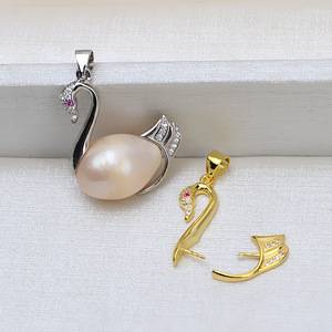 Colgante Barroco de Plata S925 Hecho a Mano, Collar de Cisne para Mujer, Cadena de Clavícula con Perla Anormal, Accesorio Vacío para DIY, 1519 para Joyería - Product Image 4