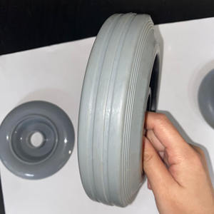 एयरपोर्ट ट्रॉली के लिए पॉलीप्रोपाइलीन व्हील सेंटर व्हील पर 180 मिमी ग्रे सॉफ्ट रबर - Product Image 5