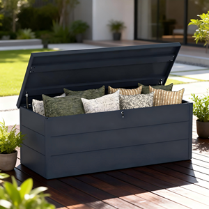 Bac de rangement de <span class=keywords><strong>jardin</strong></span> extérieur grande capacité, conteneurs de rangement de patio en métal, <span class=keywords><strong>coffre</strong></span> à coussins, <span class=keywords><strong>coffre</strong></span> à outils de <span class=keywords><strong>jardin</strong></span> - Product Image 1