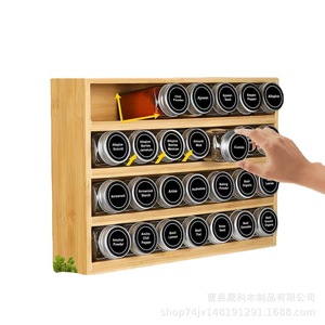 Wooden <b>Spice</b> Storage Box With 36 Glass <b>Jars</b> Metal Lids Airtight Kitchen Countertop Organizer For <b>Spices</b> And Condiments - Product Image 2