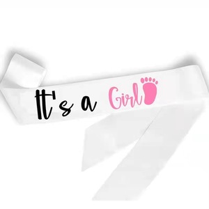 Baby Shower venta al por mayor mamá para ser un niño o niña género revelar satén faja Cinta Blanca cinturón decoraciones fiesta favores suministros - Product Image 5