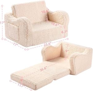 Fauteuil de jeu confortable et léger, facile à déplacer, couleur crème, housse en sherpa doux, canapé pour enfants - Product Image 2