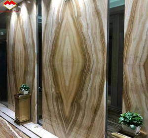 Losas de ónix de chapa de piedra, hoja de losa grande de ónix pulido en caliente translúcido, combinación de <span class=keywords><strong>libro</strong></span>, diseño de pared retroiluminado de ónix de madera marrón - Product Image 6