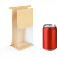 Sacs en papier épais refermables avec fermeture éclair, imprimés flexo, écologiques, avec fenêtre, pour l'emballage de biscuits, pains, bagels et pâtisseries