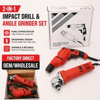 Kit d'outils électriques multifonctionnels : Perceuse à percussion filaire et meuleuse d'angle pour le bricolage, l'industrie, le métal, le bois et la pierre