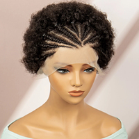 Perruque Bob Courte Afro Crépue Bouclée Rebondie 13x4 HD Transparente en Dentelle Cheveux Humains Brésiliens Remy Vierge, Tresse 10 Pouces 250% de Densité