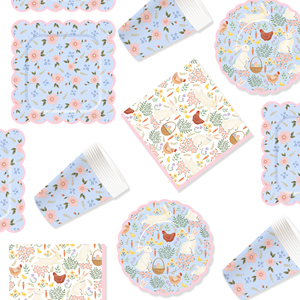 DAMAI <b>Easter</b> Theme Spring Theme Party Decoration with Bunny Disposable Party Paper Plate <b>Cup</b> Napkin Tableware Set for Kid Party - Product Image 4