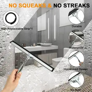 Zinc Alloy Squeegee With Sticker For Bathroom Window Cleaning Blade Squeegees