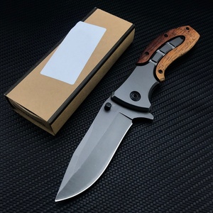 Cuchillo Plegable de Bolsillo para Caza y Camping, Hoja de Acero 5Cr15Mov, Mango de Madera y Acero Inoxidable de Grado DIY OEM - Product Image 2