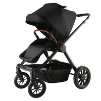 Poussette bébé réversible à grandes roues en caoutchouc, haute vue, pour nouveau-né et tout-petit