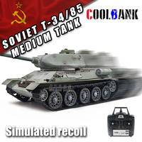 COOLBANK Char d'assaut T-34/85 RC personnalisé camouflage neige 3909-1 PRO Modèle de combat soviétique avec tir de billes, fumée et son 2.4Ghz Édition de collection