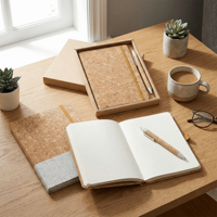 Ensemble de carnets personnalisés A5 en liège écologique et papier Dowling avec stylo en paille de blé, cadeau d'affaires durable en lin, papeterie de bureau