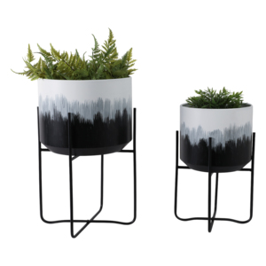 Jardinières métalliques Ombre sur support, pots de fleurs surélevés pour intérieur et extérieur, décoration de la maison, salon, jardin, conteneurs pour plantes - Product Image 2