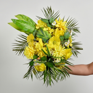 Bouquet de fleurs artificielles jaunes, couronnes et guirlandes décoratives, arrangement floral pour la maison, les mariages, les fêtes et les événements - Product Image 5