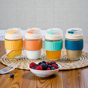 Vaso de Vidrio Moderno Unisex de Pared Simple de 350 ml con Tapa y Pajita Antiderrames, Apto para Alimentos y Reutilizable, Ideal para Regalos Empresariales - Product Image 2